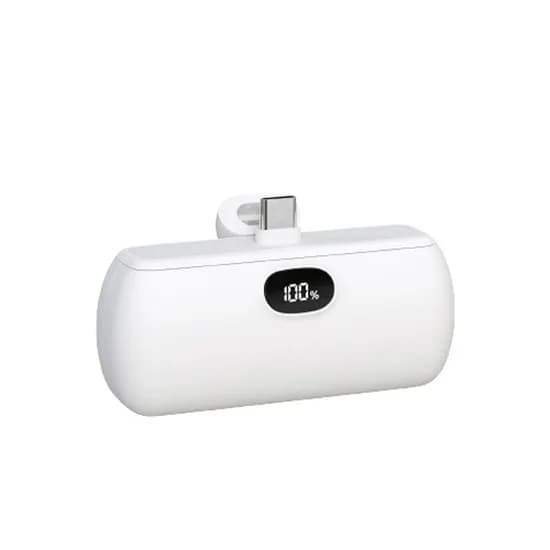 엑티몬 LCD 잔량확인 도킹형 보조배터리 M-LCD-MINI-5000-CP 5000mAh C타입 화이트 1개