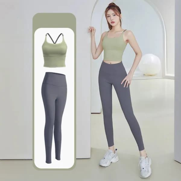 여성 스포츠 브라탑 레깅스 세트, 레깅스 네이비, 브라탑 블루, S