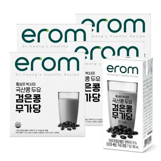 이롬 황성주 국산콩 두유 검은콩 무가당, 190ml, 64개