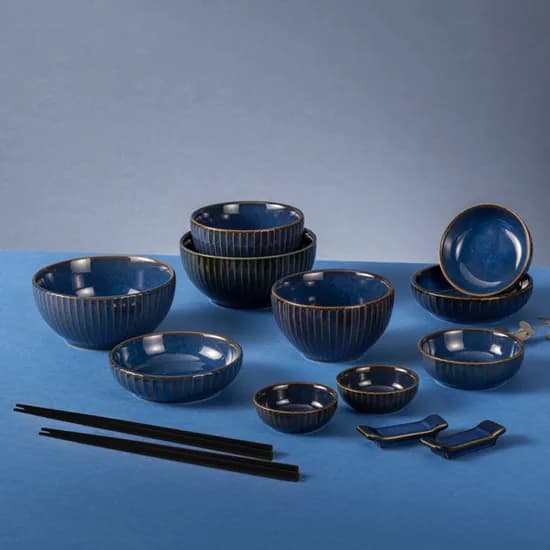 바이마르 블루엠버 요변자기 홈세트, 블루, 14p, 국그릇 2개, 밥공기 2개, 접시(대) 2개, 접시(중) 2개, 접시(소) 2개, 젓가락 2p, 받침 2p