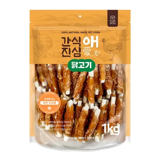 간식애진심 사사미 대용량 육포, 치킨우유껌, 1kg, 1개