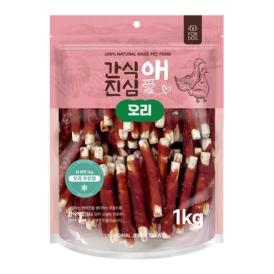 간식애진심 사사미 대용량 육포, 오리우유껌, 1kg, 1개