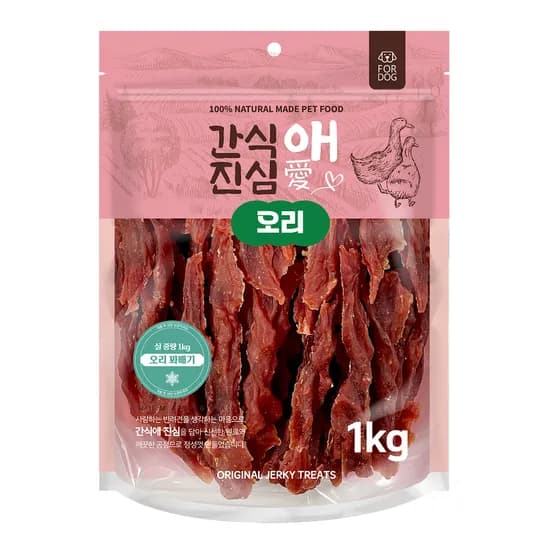 간식애진심 사사미 대용량 육포 오리꽈배기 1kg 1개