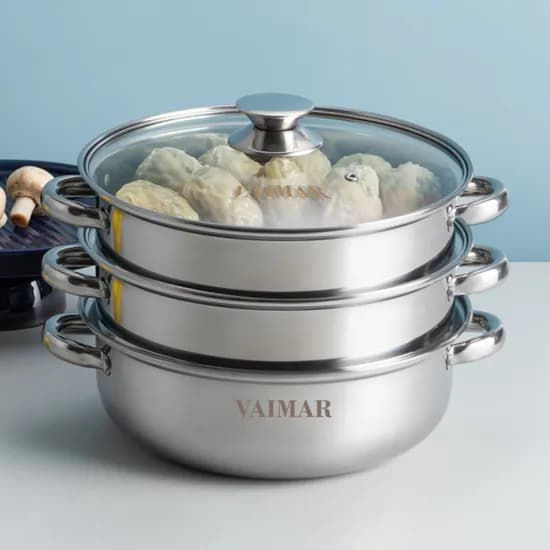 바이마르 IH 엔틱 스테인레스 3단 찜솥, 24cm, 1개