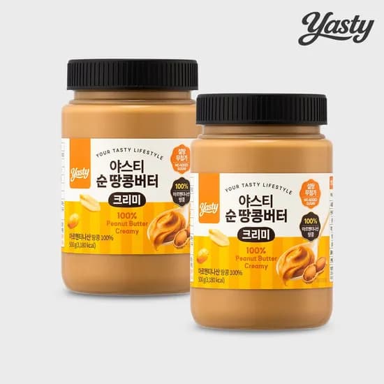 야스티 순 땅콩버터 100% 무첨가 500g 2개