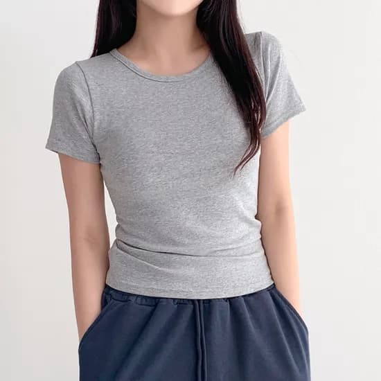 허블리 치즈스판 슬림 반팔티 그레이 FREE 1개