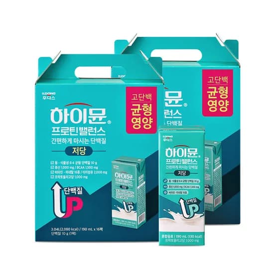 일동후디스 하이뮨 프로틴 밸런스 음료 저당 190ml 16팩 2개