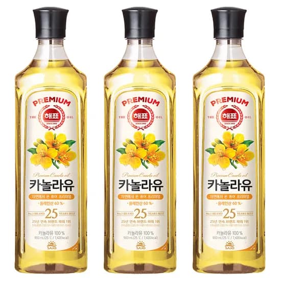 해표 카놀라유, 900ml, 3개