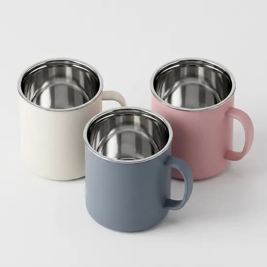상상앤드 디유 스텐 머그컵 아이보리 핑크 430ml 1세트