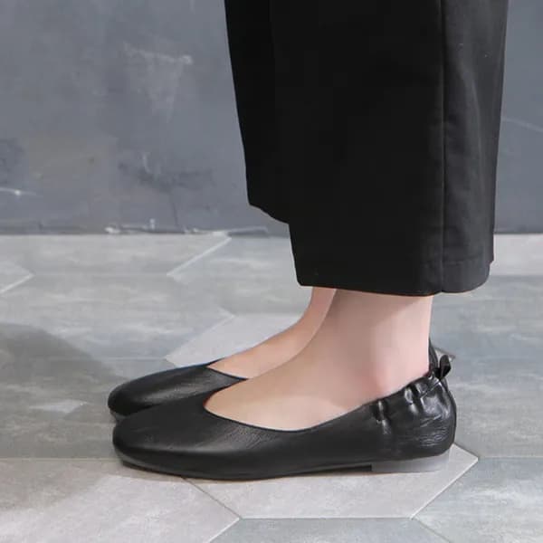 여성 플랫슈즈 1.3cm 각진코 셔링 뒤꿈치 밴딩 말랑 진베이지 265mm 1개