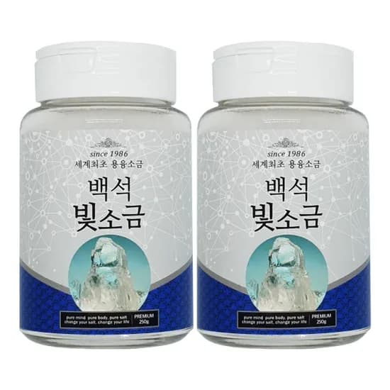 백석빛소금 1000도씨 용융소금 용기형 250g 2개