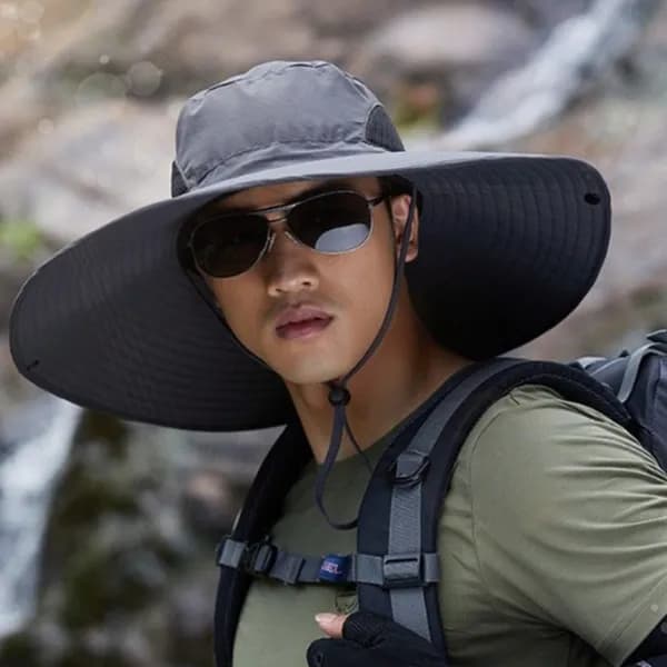 간지 챙넓은 자외선차단 사파리 모자 차콜 ONE 1개