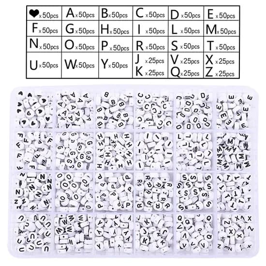 퍼니네일 24칸 비즈세트 이니셜 동그라미, 1200PCS, 1개