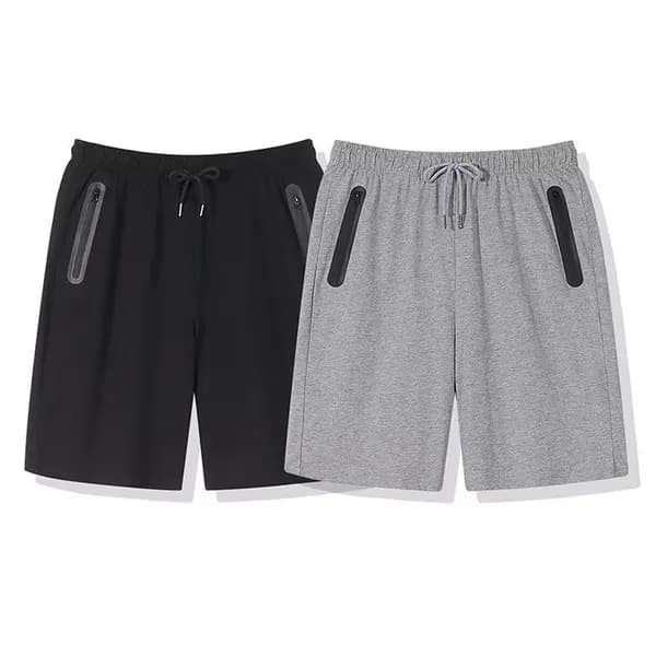 남성 포켓 지퍼 5부 밴딩 팬츠 그레이 3XL