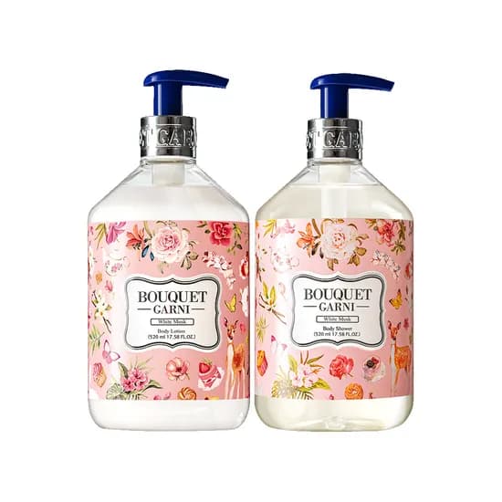 부케가르니 딥 퍼퓸 화이트머스크향 바디워시 바디로션, 520ml, 1세트