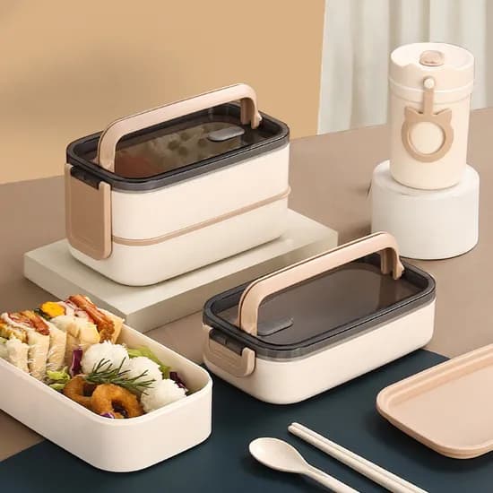 멜로우두두 전자레인지 가능 2단 스텐 보온 도시락통 반찬통 국통 세트 1400ml 1개