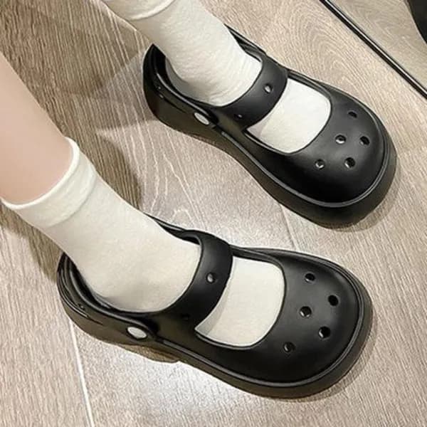 여성 메리제인 슬리퍼 키높이 통굽 블랙 230mm
