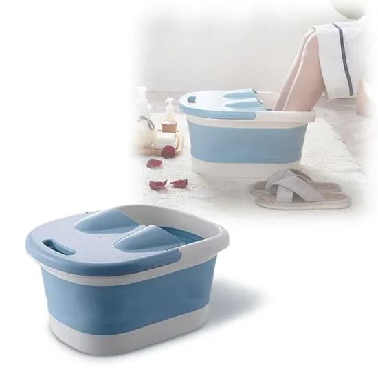 HYUN 접이식 발바닥 지압 습식 족탕 온열 찜질 족욕통, 핑크, 1개