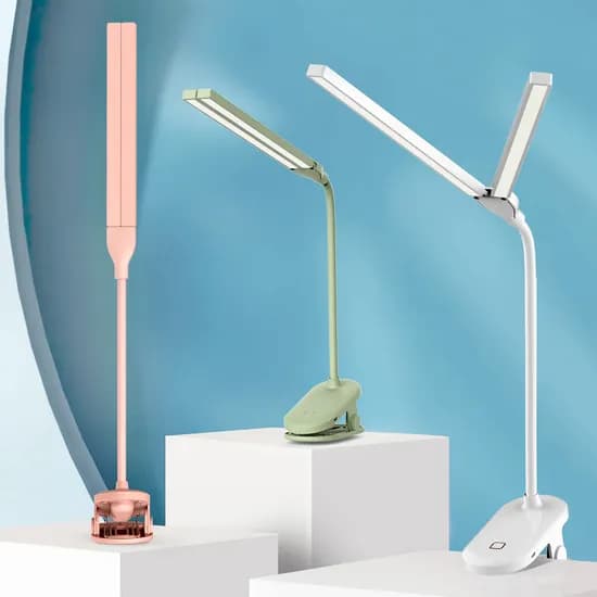 비센드 BS-550 듀얼램프 클립 LED 스탠드, 화이트, 1개