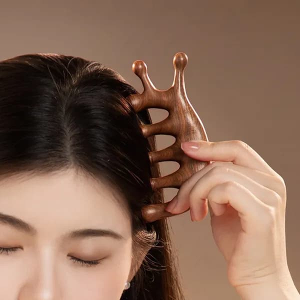 달팽이형 원목 괄사 마사지 빗 1P+1P 1세트