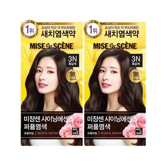 미쟝센 올뉴 샤이닝에센스 염모제 3N 흑갈색 100g 2개