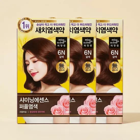 미쟝센 올뉴 샤이닝에센스 염모제 6N 갈색 100g 3개