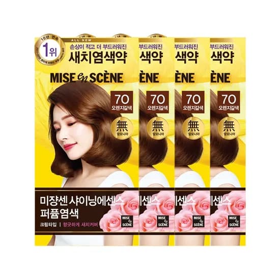 미쟝센 올뉴 샤이닝에센스 염모제 7O 오렌지갈색 100g 4개 17,200원