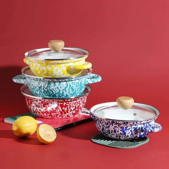 하코야 마블 법랑 양수 전골 냄비, 블루, 19cm, 1개