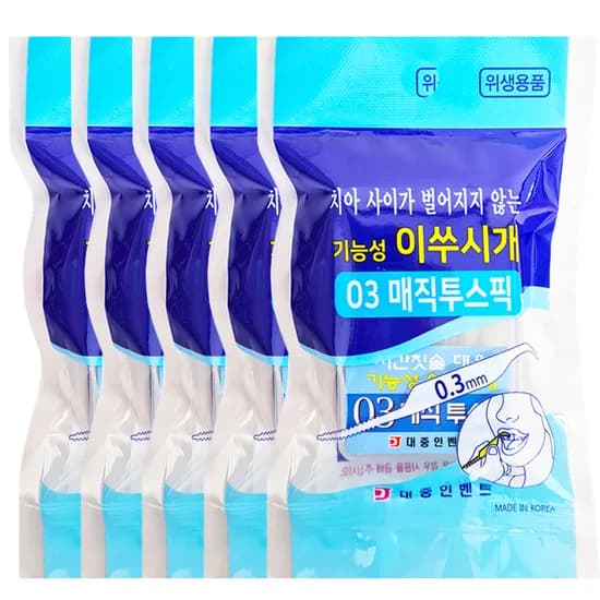 매직투스픽 치간칫솔 대용 초박형 이쑤시개 100개입 5개