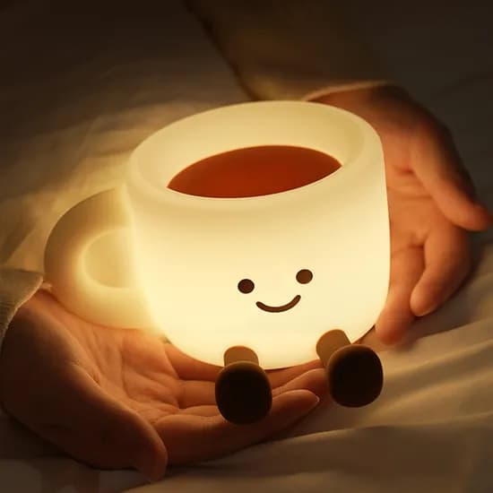 커피컵 무드등, 화이트+브라운