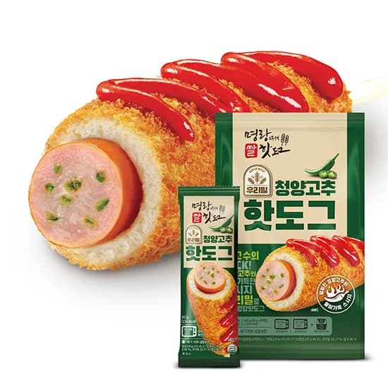 명랑시대 우리밀 청양고추 핫도그 80g 8개입