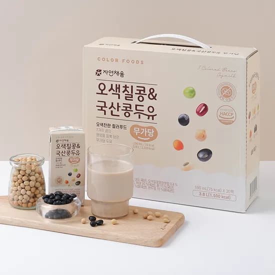 자연채움 오색칠콩 국산콩두유 무가당 190ml 20개