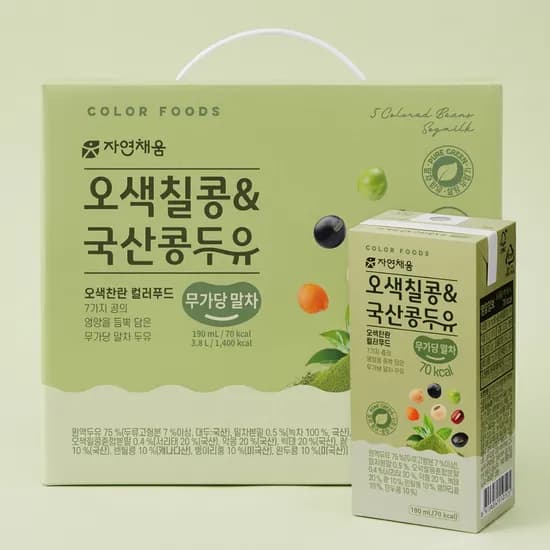 자연애 오색칠콩 국산콩두유 무가당 말차 190ml 20개