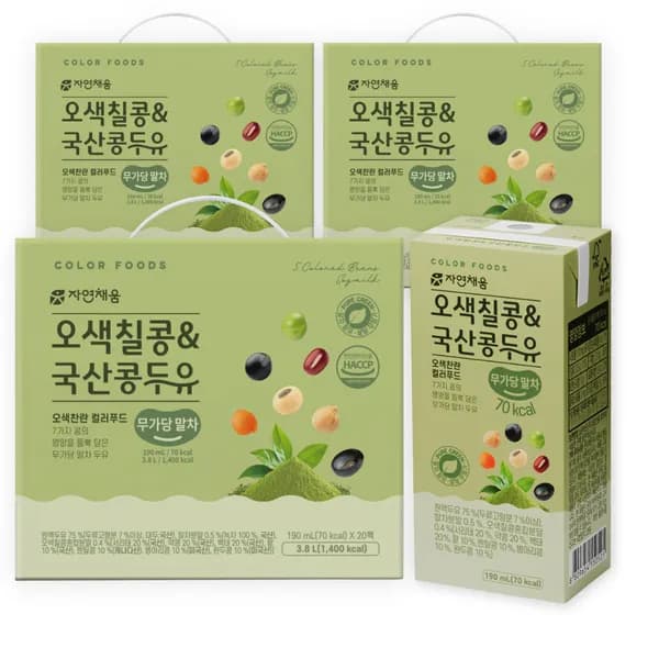 자연애 오색칠콩 국산콩두유 무가당 말차 190ml 60개