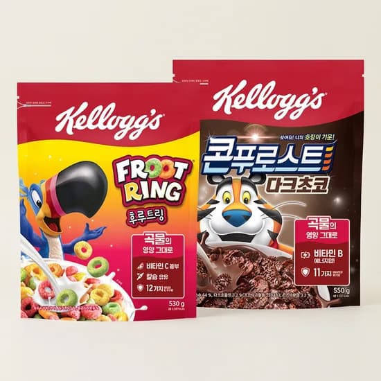 켈로그 콘푸로스트 다크초코 550g 외 후르트링 530g 1세트