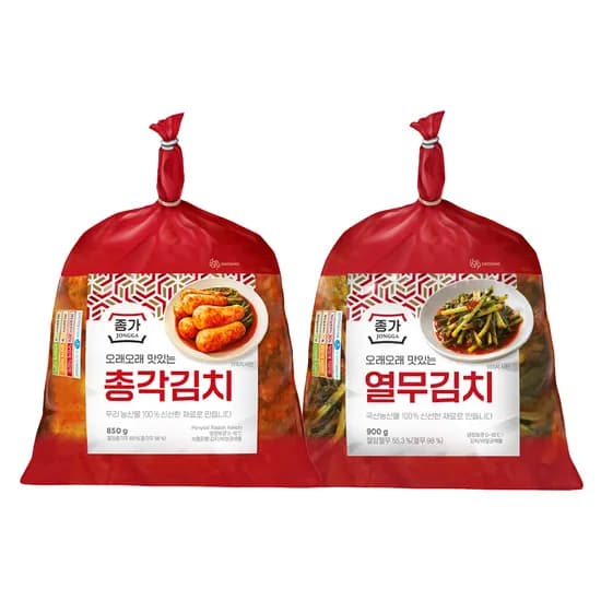 종가 오래오래 맛있는 총각김치 850g 1개 + 오래오래 맛있는 열무김치 900g 1개