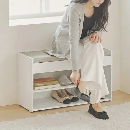 아씨방가구 엘라 현관 수납 의자 벤치 신발장 백아카시아 1개