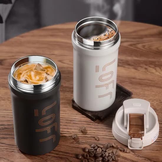 이콜럭키 스텐 커피 진공 텀블러, 블랙, 600ml, 1개