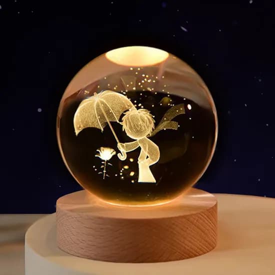 연하 크리스탈구 무드등, 선물포장, 어린왕자, 6cm, 1개