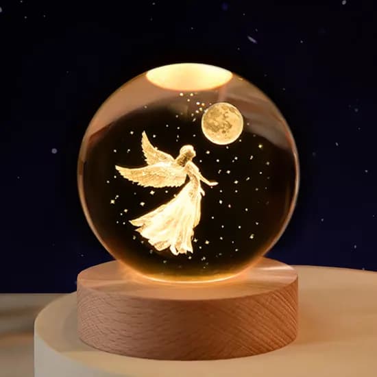 연하 크리스탈구 무드등, 선물포장, 천사, 6cm, 1개