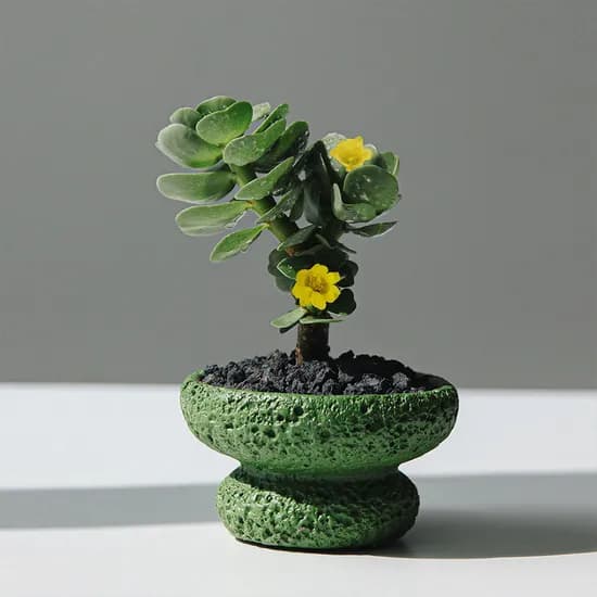 펫플랜트 녹비단 스톤스탠드, 그린, 화산석 블랙, 1개