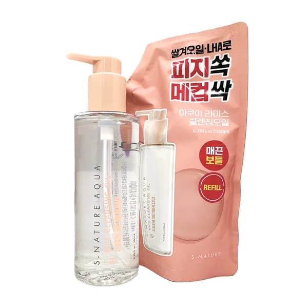 에스네이처 아쿠아 라이스 클렌징오일 200ml + 리필 200ml 1세트