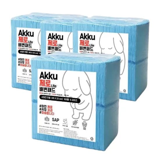 아꾸 제로라이트 배변패드 S 33x45cm 400매 4팩