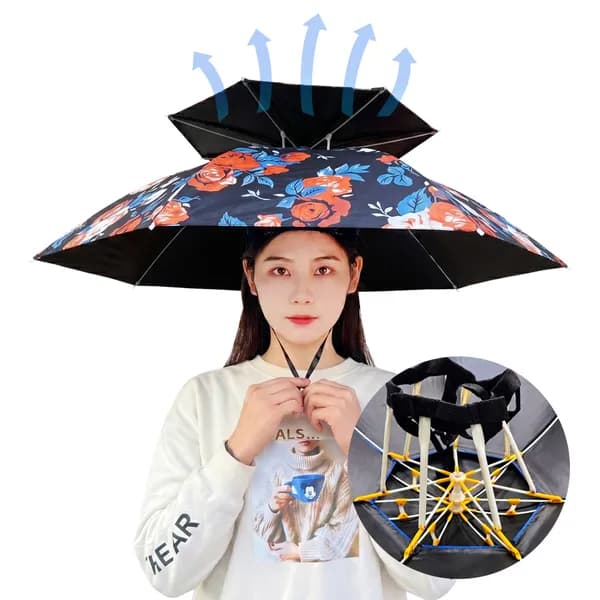 경량섬유살 블랙 코팅 자외선차단 안감 신형 BJ 2단 핸즈프리 모자우산
