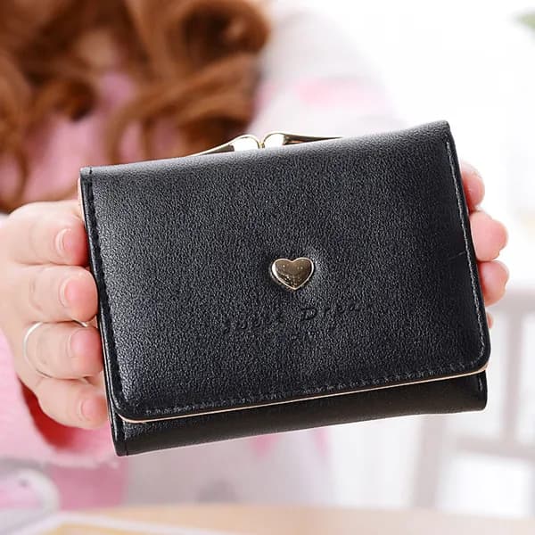 파스텔 하트 여성 반지갑 블랙 10.8x9cm 1개