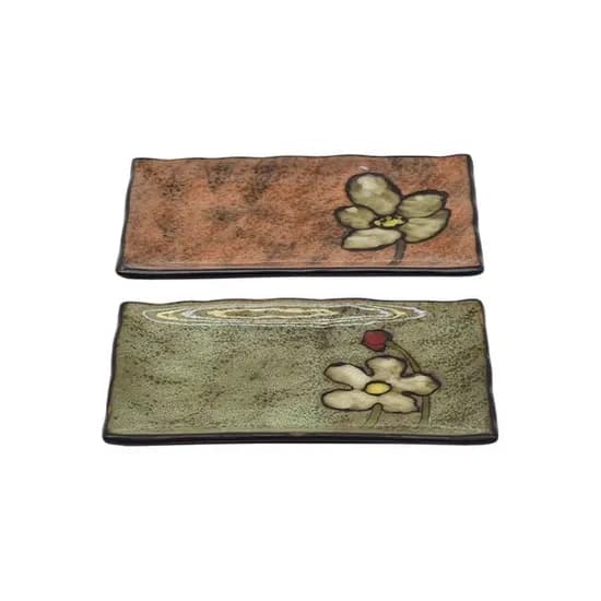 소담 생선 접시 2P 핑크그린 22x13.5cm 1개