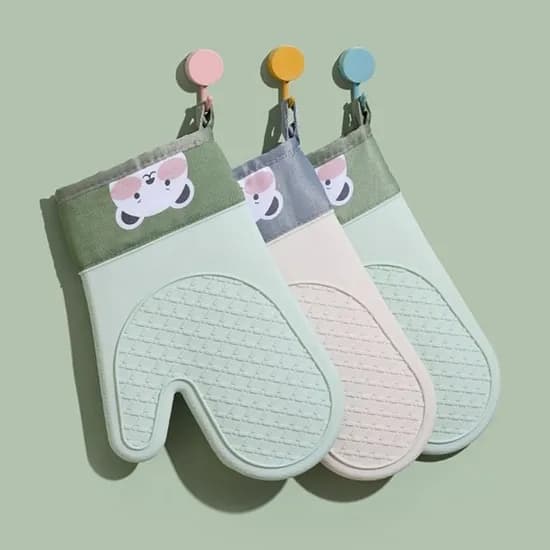 RizPick 내열 곰돌이 실리콘 벙어리 주방장갑, 아이보리, 2p세트, 1개