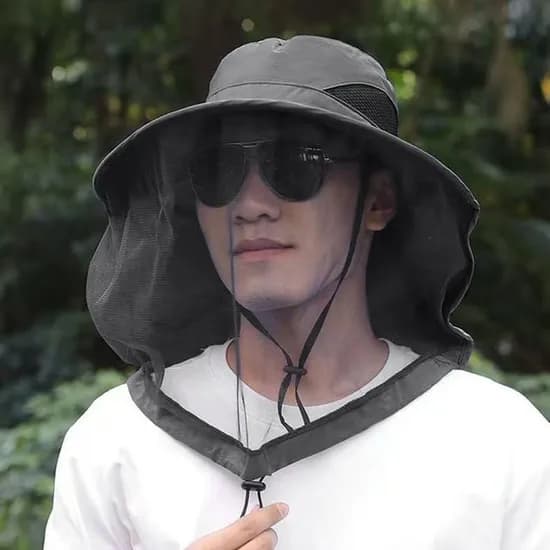 방충 메쉬 벌초모자, 그레이, 1개