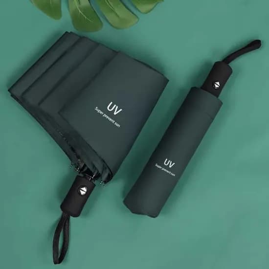 UV 차단 자동 접이식 우산, 블랙, 그린