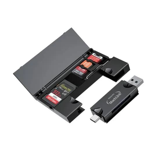 라인테크시스템 USB-C & A SD MicroSD 카드리더기 ML-RC35AC, 블랙, 1개